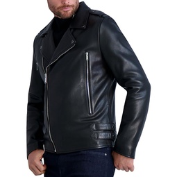 Leather Asymmetric Full Zip Moto Jacket
