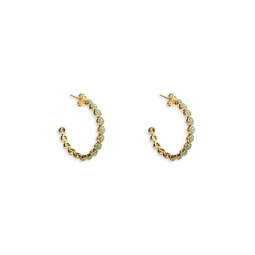 Gemstone Scalloped C Hoop Earrings in 18K Gold Plated Sterling Silver