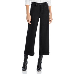 Anessa High Rise Wide Leg Ankle Jeans in Black Luxe Coated