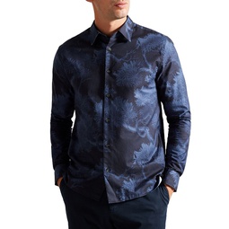 Printed Long Sleeve Button Front Shirt