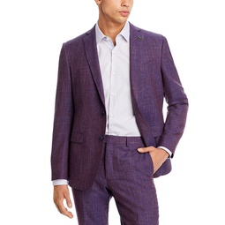 Tonal Wool & Linen Melange Slim Fit Suit Jacket