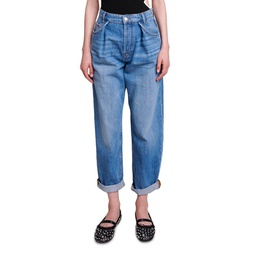 Pia Mid Rise Oversized Jeans in Blue