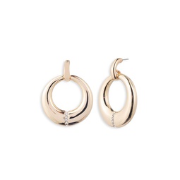 Gold-Tone Crystal Sculptured Circle Drop Earrings