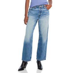 Loose High Rise Cropped Straight Jeans in Vintage Flow