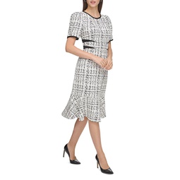 Abstract Plaid Knit Dress
