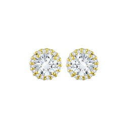 Round Pave Cubic Zirconia Stud Earrings - 100% Exclusive