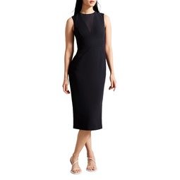 ELISSII Bodycon Midi Dress With Sheer Panelling