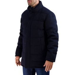 Wool Blend Textured Quilted Down Jacket
