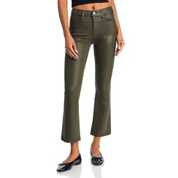 Le Crop High Rise Cropped Mini Bootcut Jeans in Surplus Coated