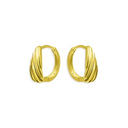 Ribbed Shield Huggie Hoop Earrings in 18K Gold Over Sterling Silver - 100% Exclusive