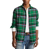 Cotton Brushed Twill Plaid Classic Fit Button Down Work Shirt