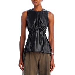 Faux Leather Drawstring Top