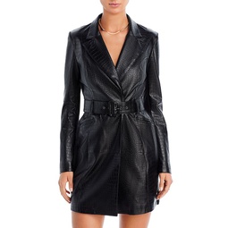 Faux Leather Belted Jacket Dress
