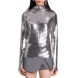 Lisco Sequined Funnel Neck Top