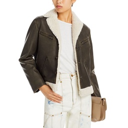 The Mile High Faux Leather Faux Sherpa Jacket