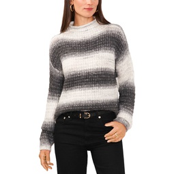 Funnel Neck Ombre Striped Sweater