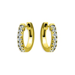 Pave Front Huggie Hoop Earrings in 18K Gold Over Sterling Silver - 100% Exclusive