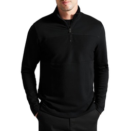 Gazine Long Sleeve Textured Paneled Quarter Zip Sweater
