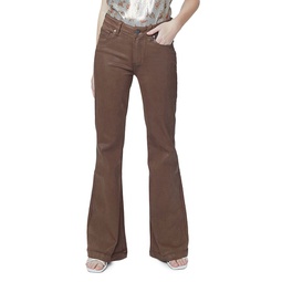 Genevieve High Rise Flared Jeans in Cognac Luxe Coating