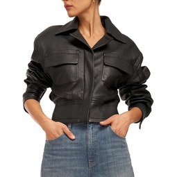 Gabrielle Cropped Leather Jacket