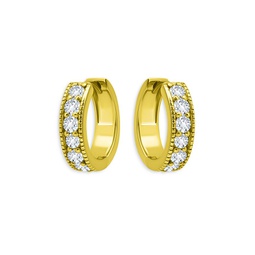Channel Set Milgrain Huggie Hoop Earrings in 18K Gold Over Sterling Silver - 100% Exclusive