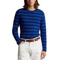 Cotton & Cashmere Ribbed Knit Stripe Regular Fit Crewneck Sweater