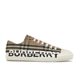 Burberry Logo Print Vintage Check Cotton Sneakers Archive Beige (Womens)