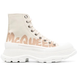 Alexander McQueen Tread Slick High Top Sneakers Beige (Womens)
