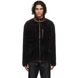 Black Recycled Fleece Zip-Up Sweater 212111M202028