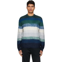 Blue Ombre Stripe Mohair Sweater 212422M201012