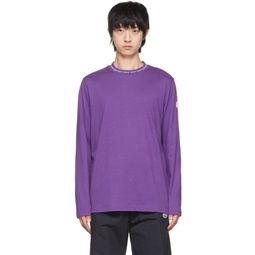 Purple Cotton Long Sleeve T-Shirt 221111M213133