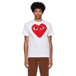 White & Red Big Heart T-Shirt 221246M213009