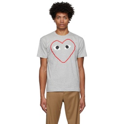 Grey Outline Heart T-Shirt 221246M213033