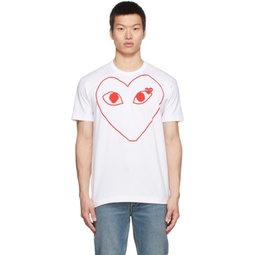 White Outline Heart T-Shirt 221246M213045