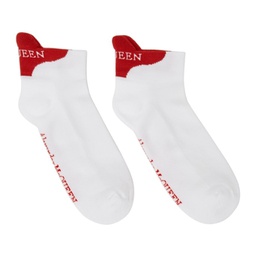 White & Red Signature Socks 221259M220008