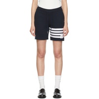 Navy Cotton 4-Bar Shorts 221381F088001