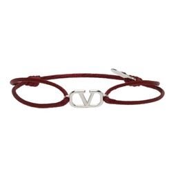 Burgundy & Silver VLogo Bracelet 221807M142002