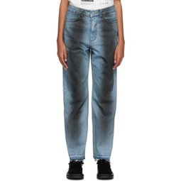 Blue Spray Painted Jeans 222039F069009
