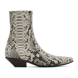 Beige Snake Ankle Boots 222129F113003