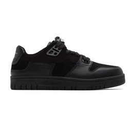 Black Leather Low Top Sneakers 222129M237001