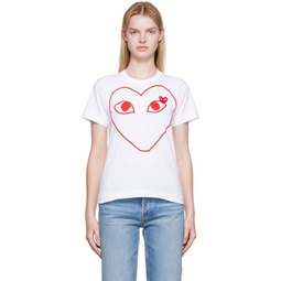 White Outline Heart T-Shirt 222246F110035
