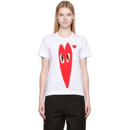 White Squished Heart T-Shirt 222246F110038