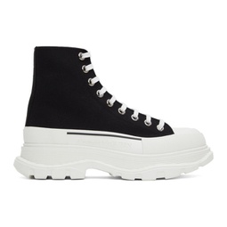 Black & White High Tread Slick Sneakers 222259M255003