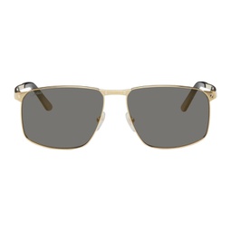 Gold Rectangular Sunglasses 222346F005012