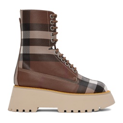 Brown Check Ankle Boots 222376F113003