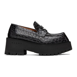 Black Croc Loafers 222379F121014