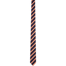 Navy & Orange Striped Neck Tie 222381M158023