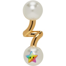 Gold & White Kawaii Rainbow Earring 222413F009005