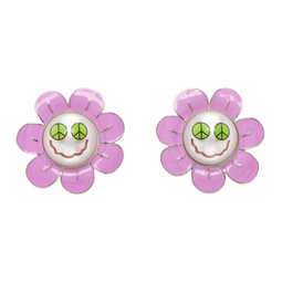 Pink Space Daisy Earrings 222413F022061