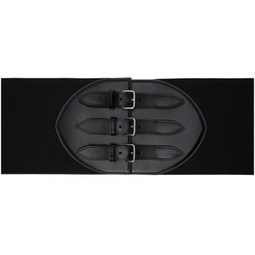Black Three-Buckle Corset Belt 222483F001011
